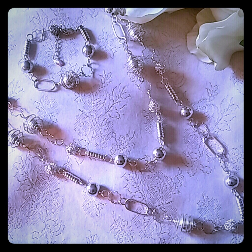 Vintage LBVYR Spiral Ball Necklace & Bracelet Set